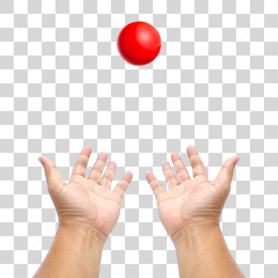 Mão Segurando Bola Vermelha PNG Transparente