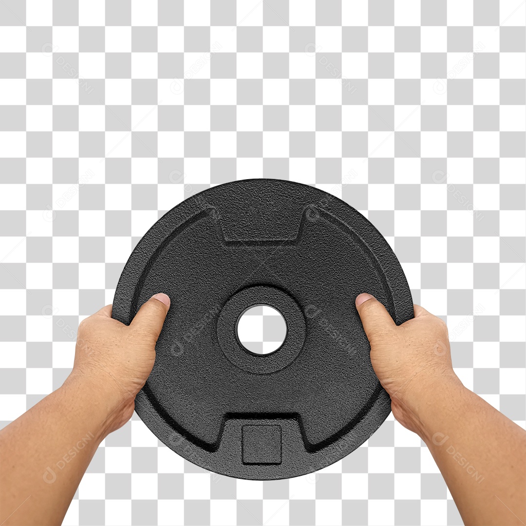 Mão Segurando Anilha de Ferro PNG Transparente