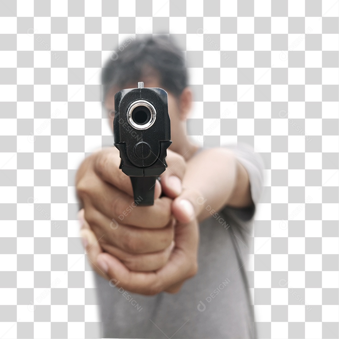 Homem Apontando Arma PNG Transparente