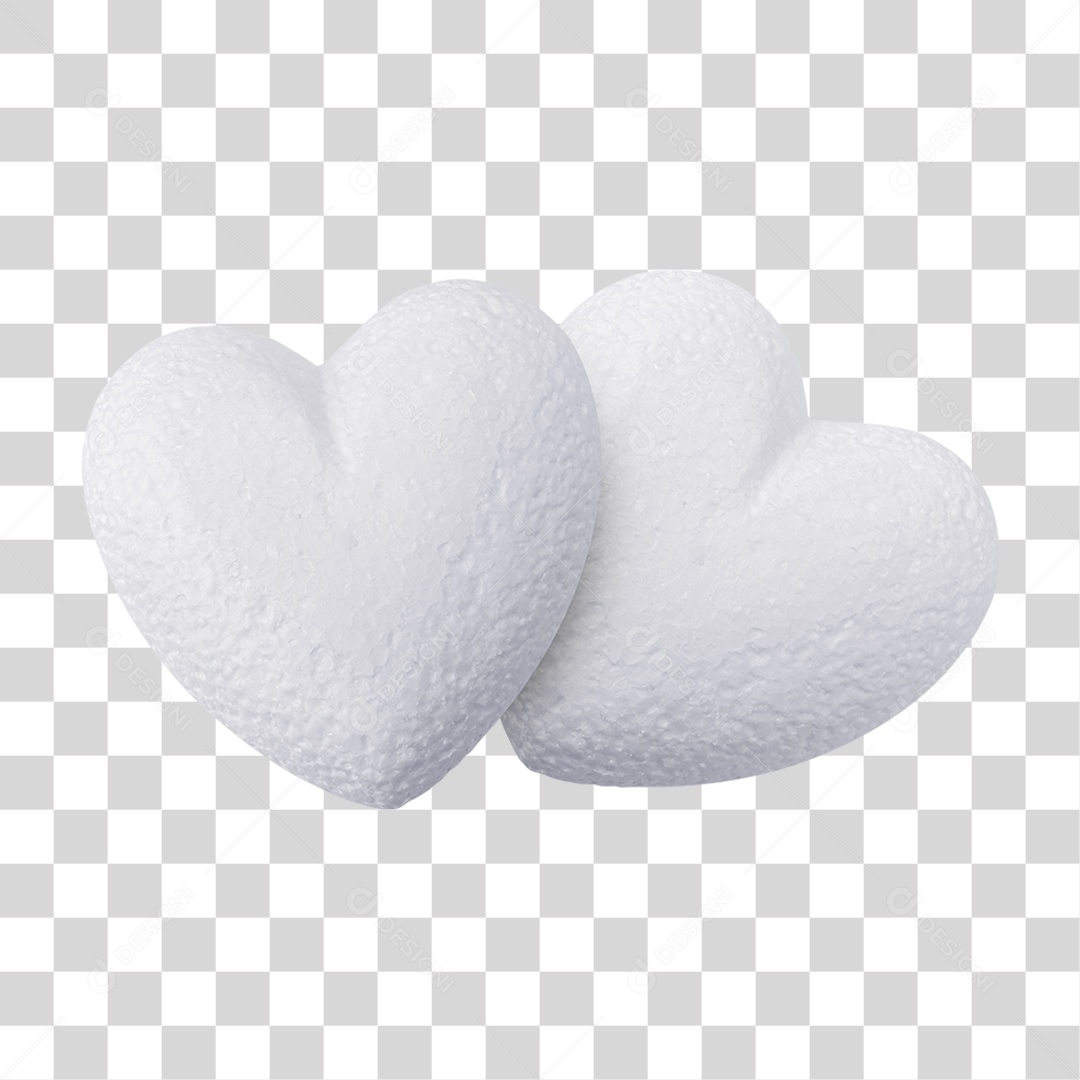 Elemento 3D Corações Brancos PNG Transparente