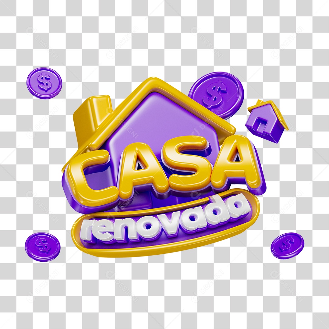 Selo 3D Casa Renovada PNG Transparente