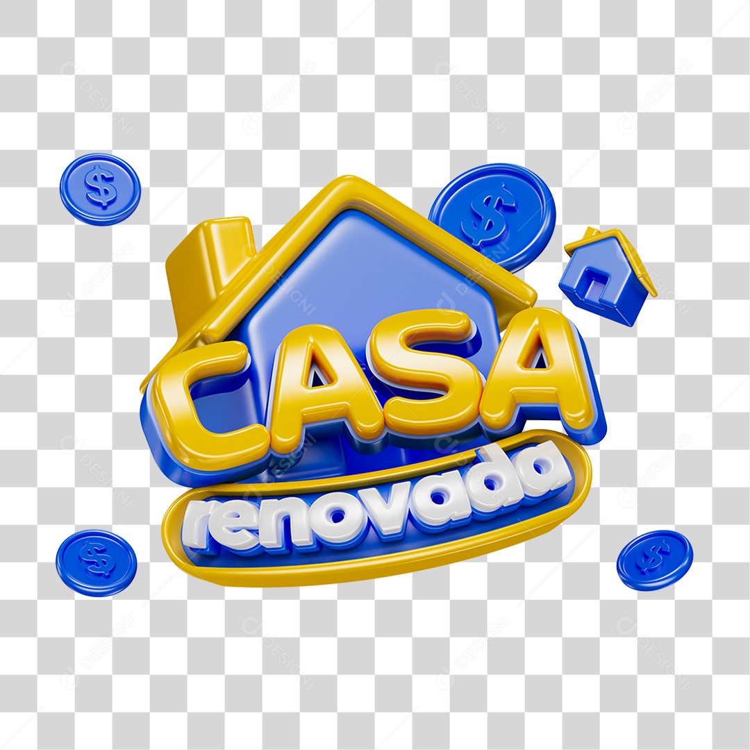 Selo 3D Casa Renovada PNG Transparente