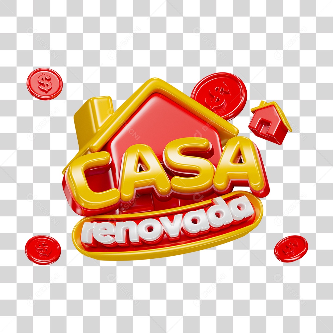 Selo 3D Casa Renovada PNG Transparente