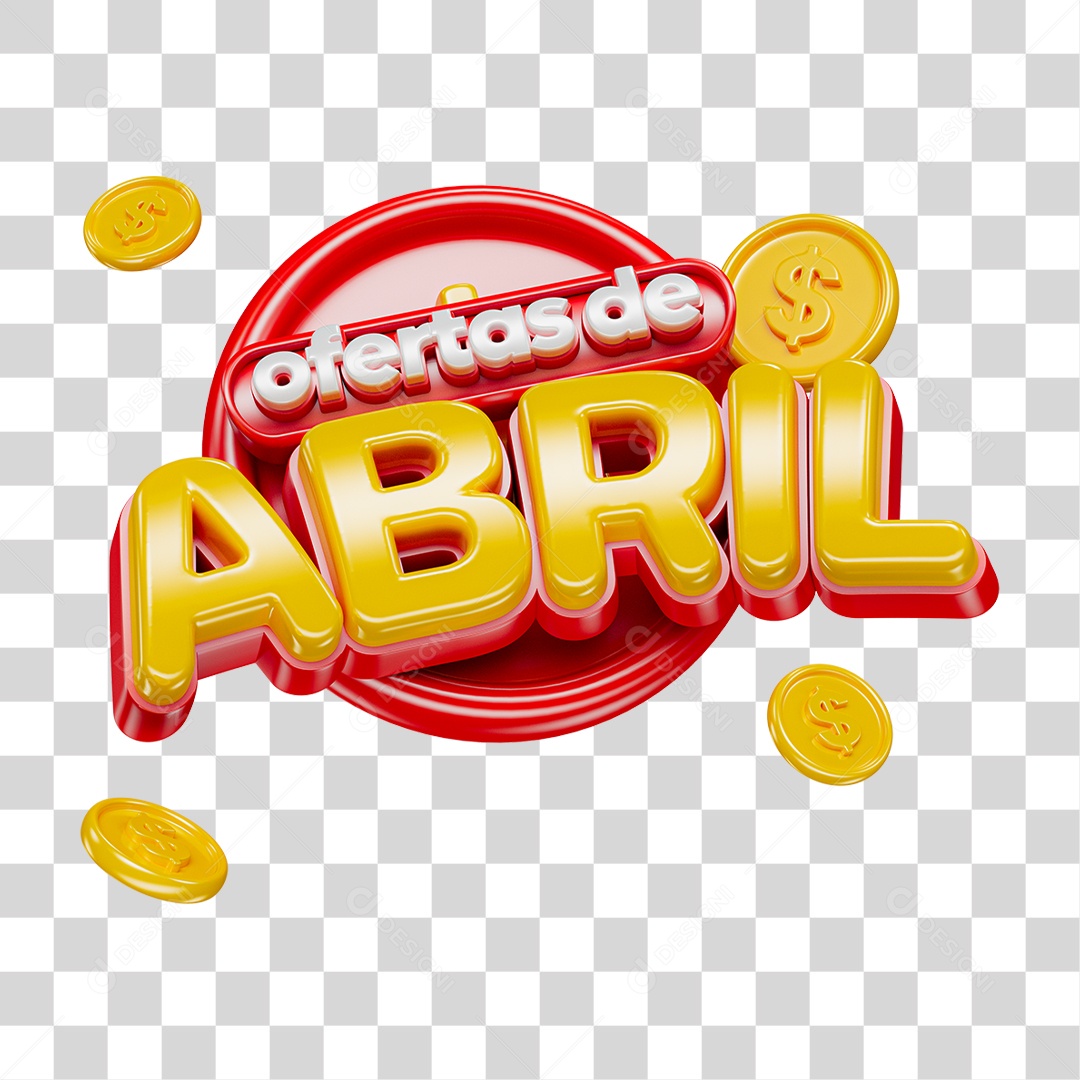 Selo 3D Ofertas de Abril PNG Transparente