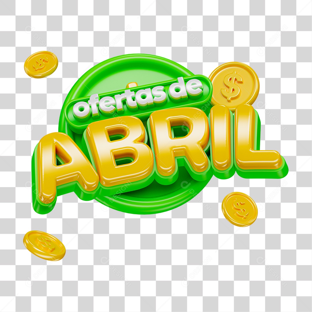 Selo 3D Ofertas de Abril PNG Transparente