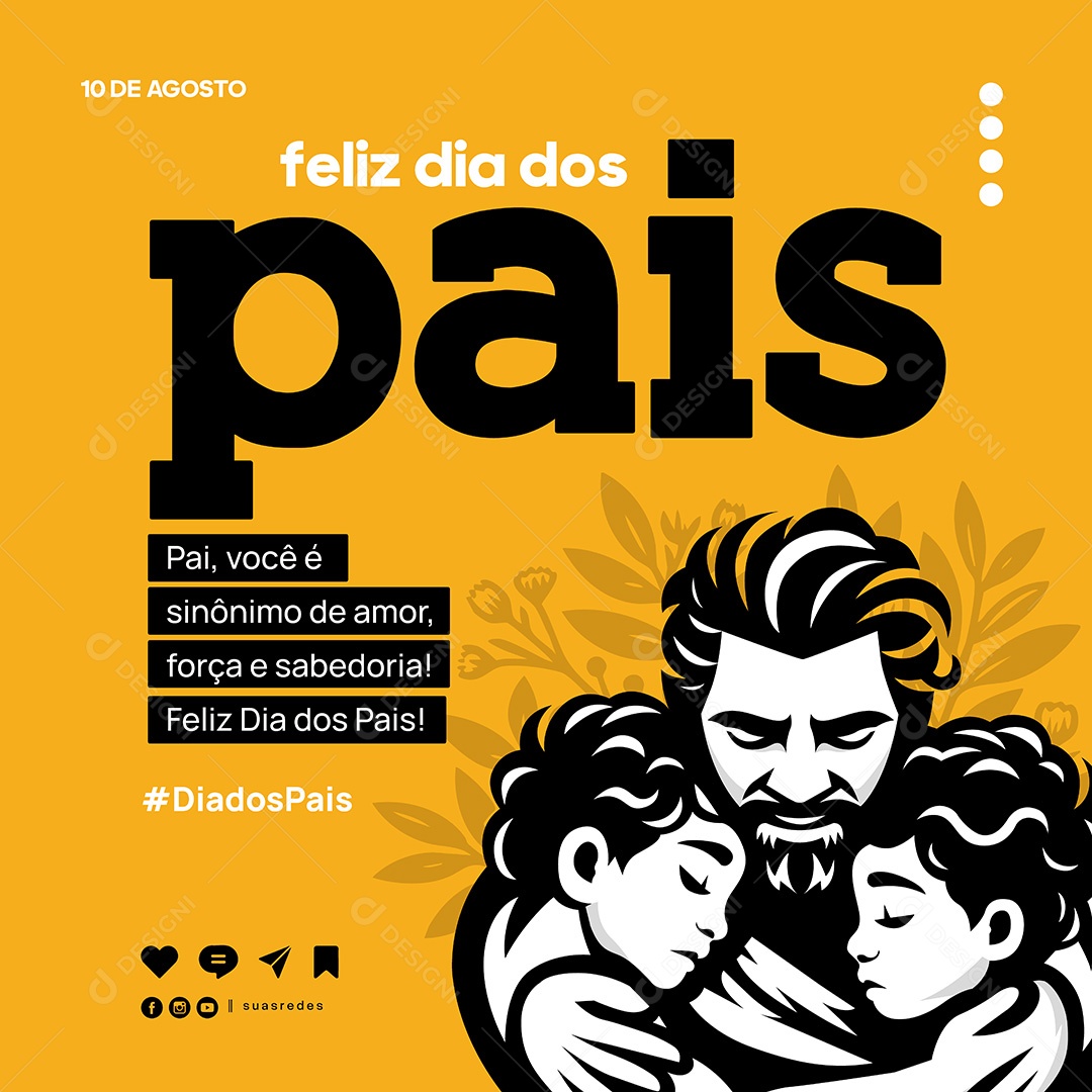 Feliz Dia dos Pais 10 de Agosto Social Media Vetor EPS