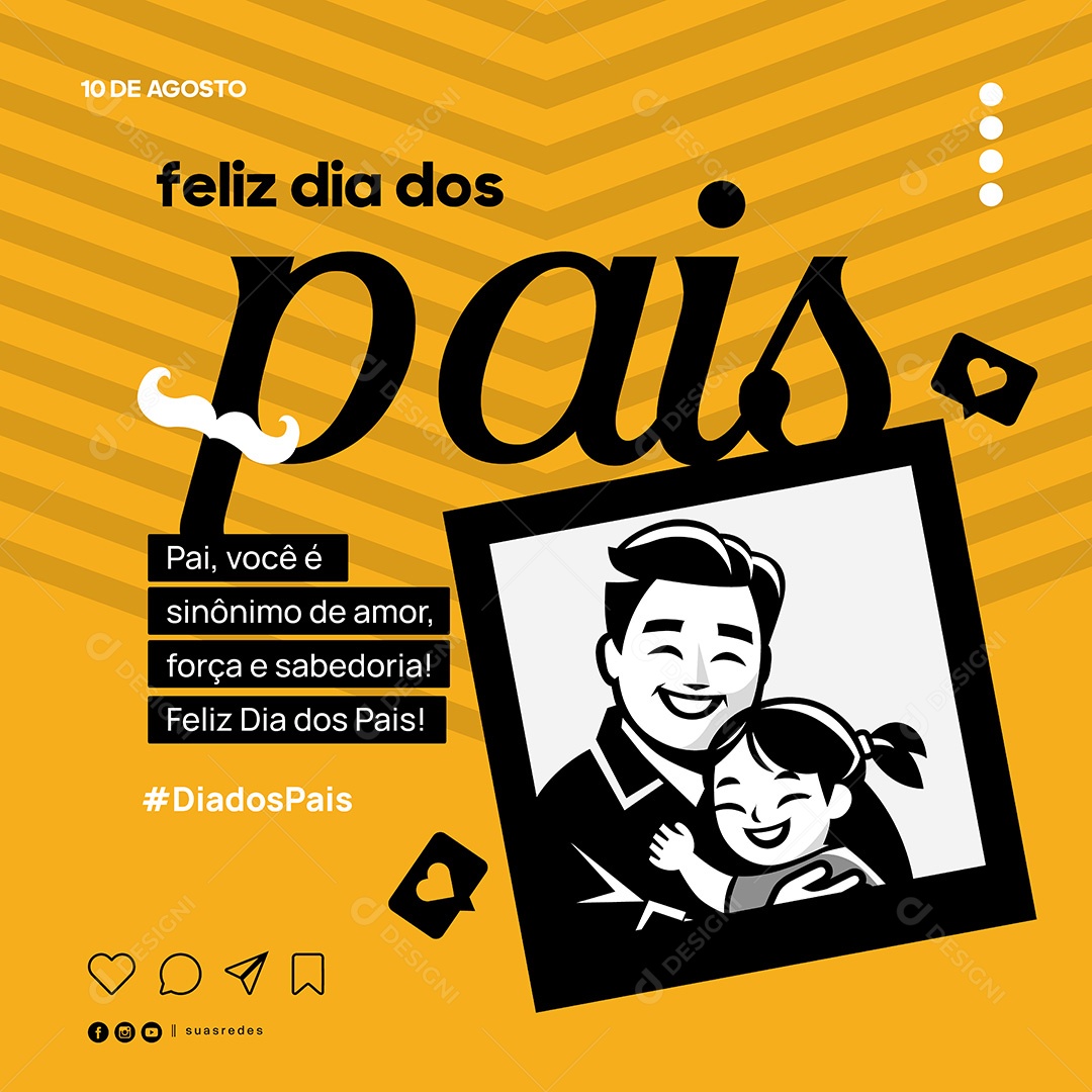 Feliz Dia dos Pais 10 de Agosto Social Media Vetor EPS