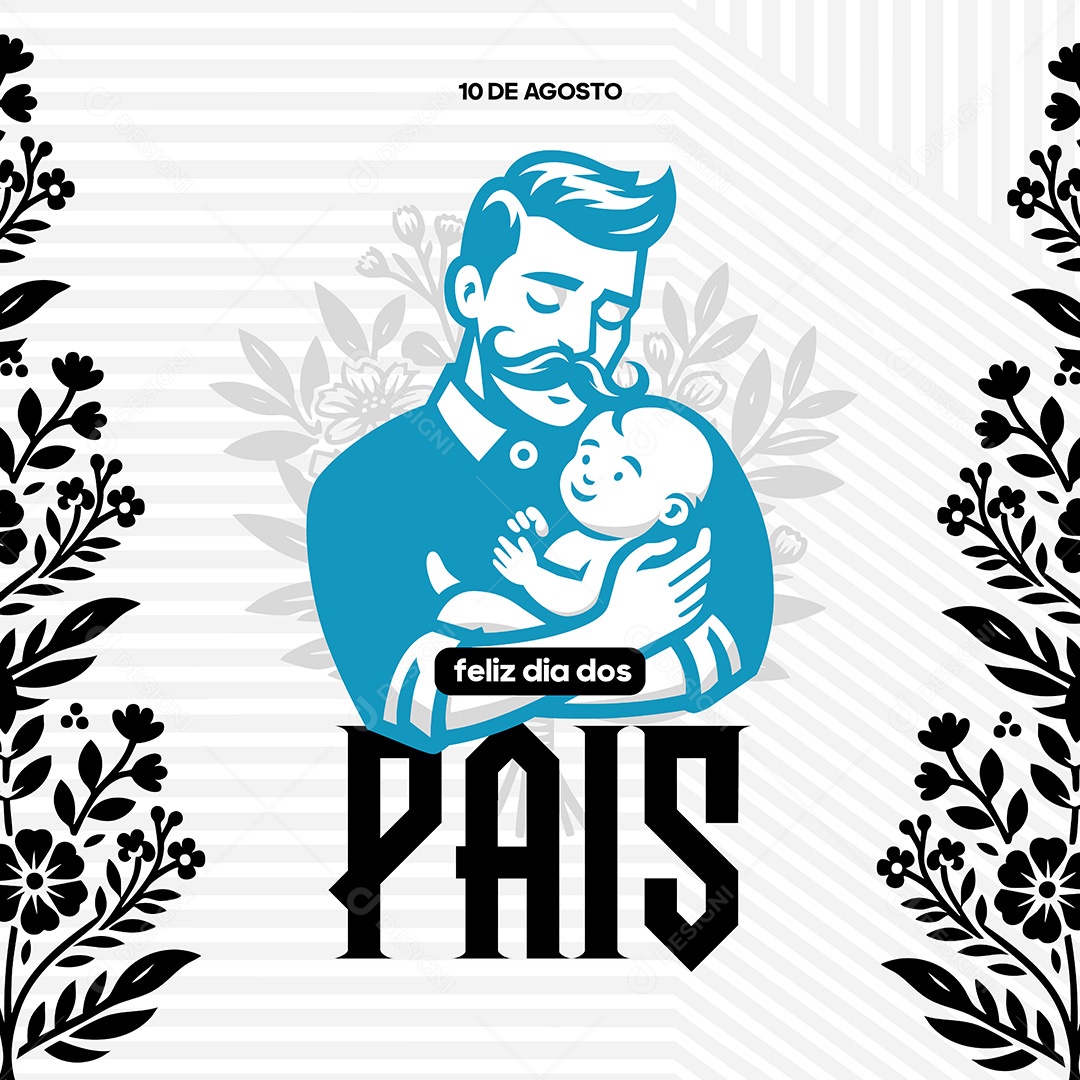 Feliz Dia dos Pais 10 de Agosto Social Media Vetor EPS