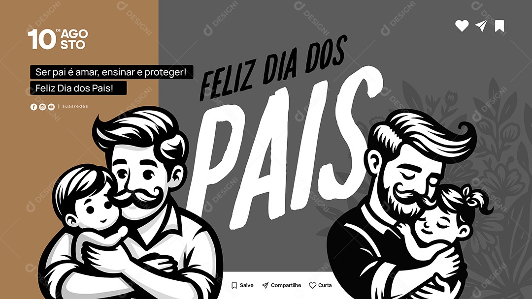 Feliz Dia dos Pais 10 de Agosto Social Media Vetor EPS