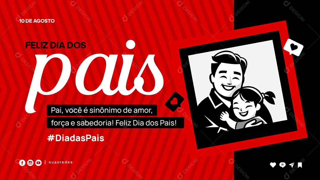 Feliz Dia dos Pais 10 de Agosto Social Media Vetor EPS
