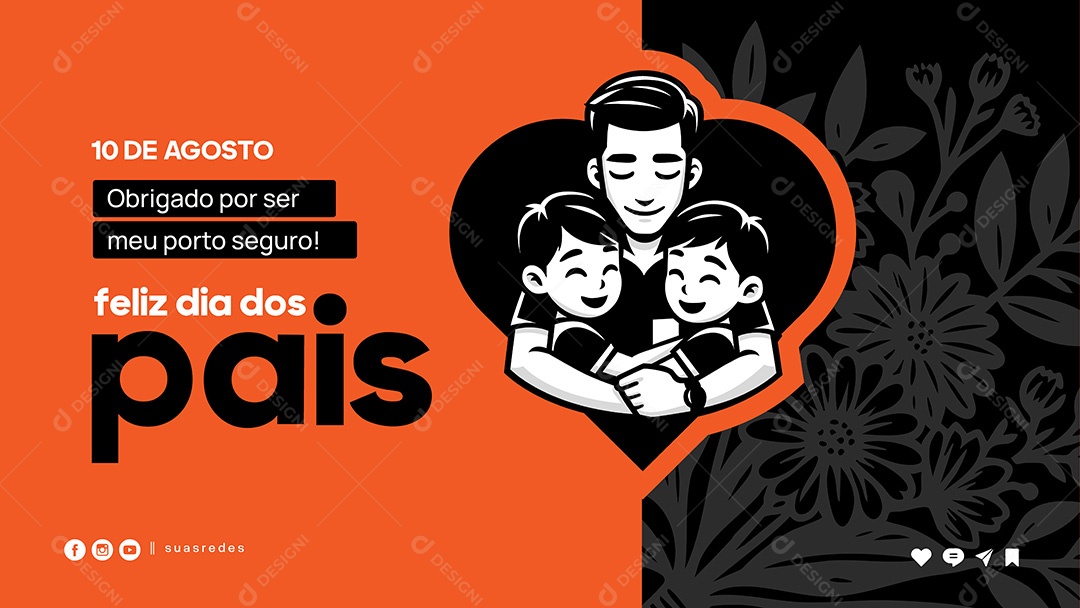 Feliz Dia dos Pais 10 de Agosto Social Media Vetor EPS