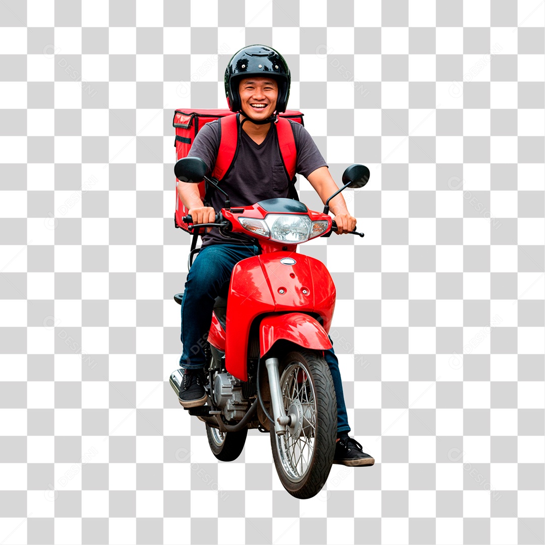 Homem de Moto Entregador PNG Transparente