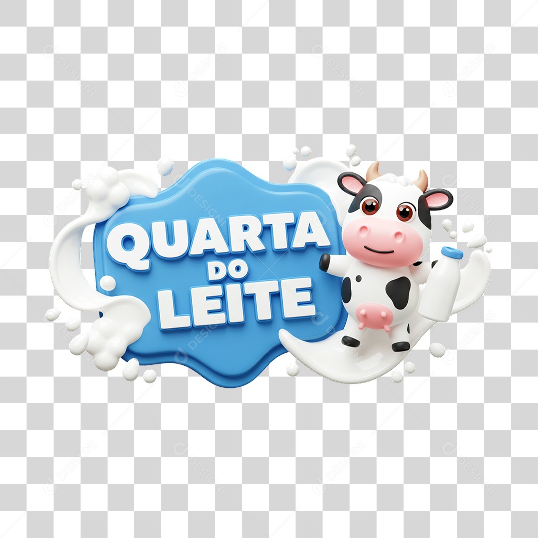 Selo 3D Quarta do Leite PNG Transparente