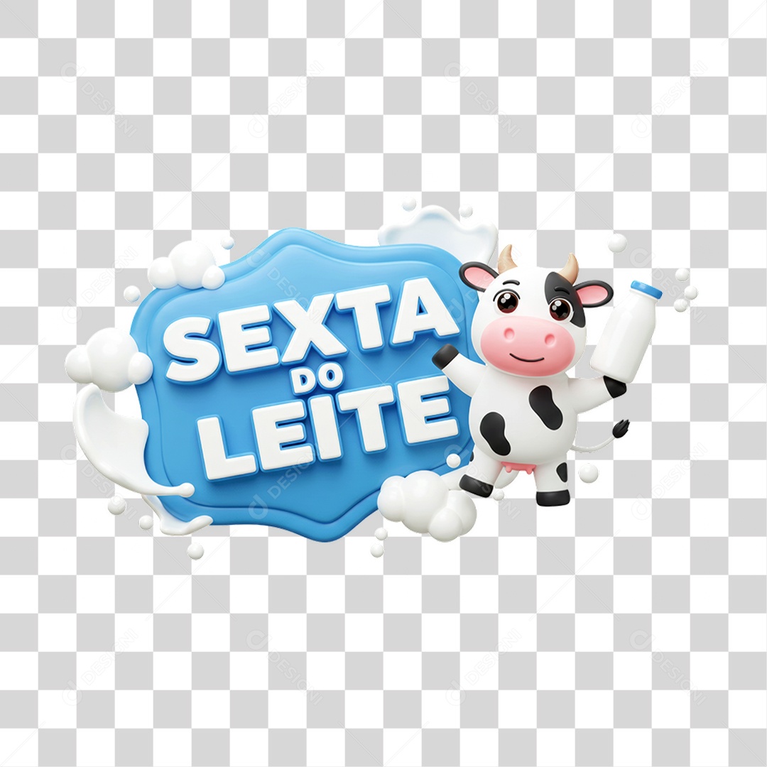 Transparent Milk Friday 3D Stamp PNG