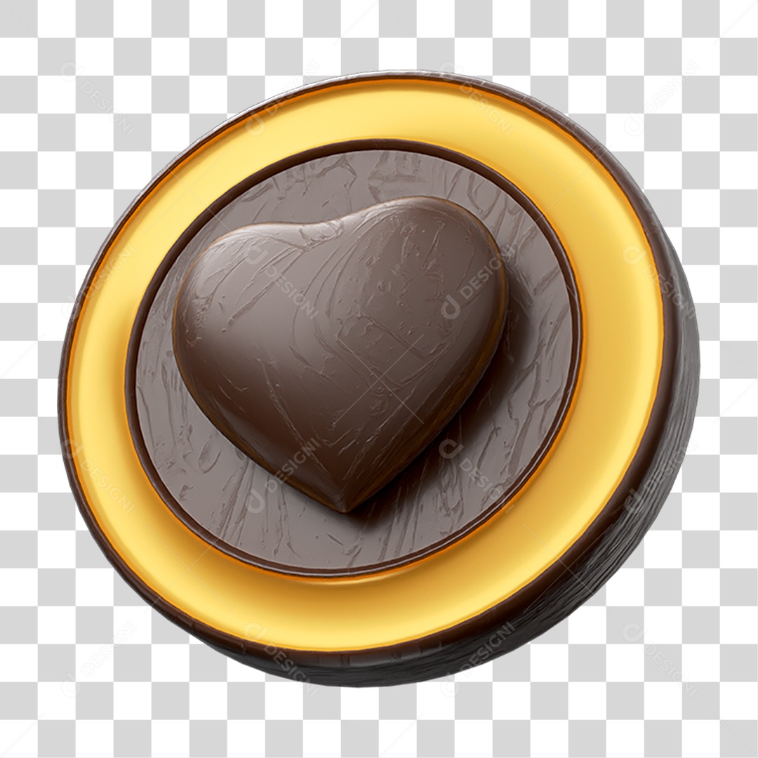 Elemento 3D Coração de Chocolate PNG Transparente