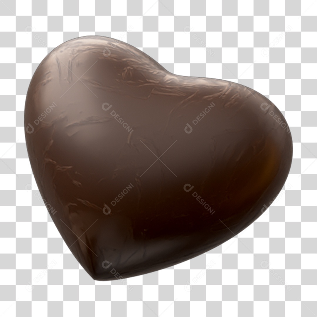 Elemento 3D Coração de Chocolate PNG Transparente