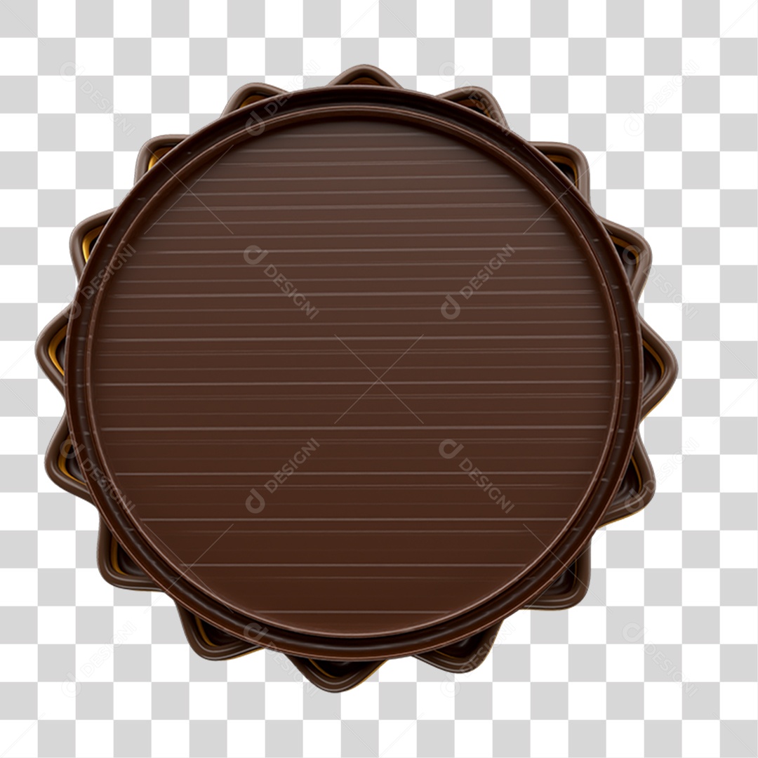 Elemento 3D Placa Redonda de Chocolate PNG Transparente