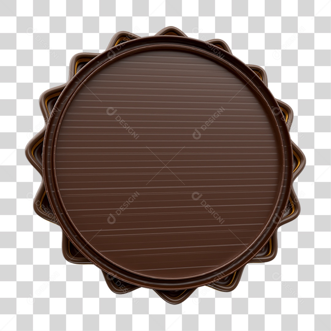 Elemento 3D Placa Redonda de Chocolate PNG Transparente