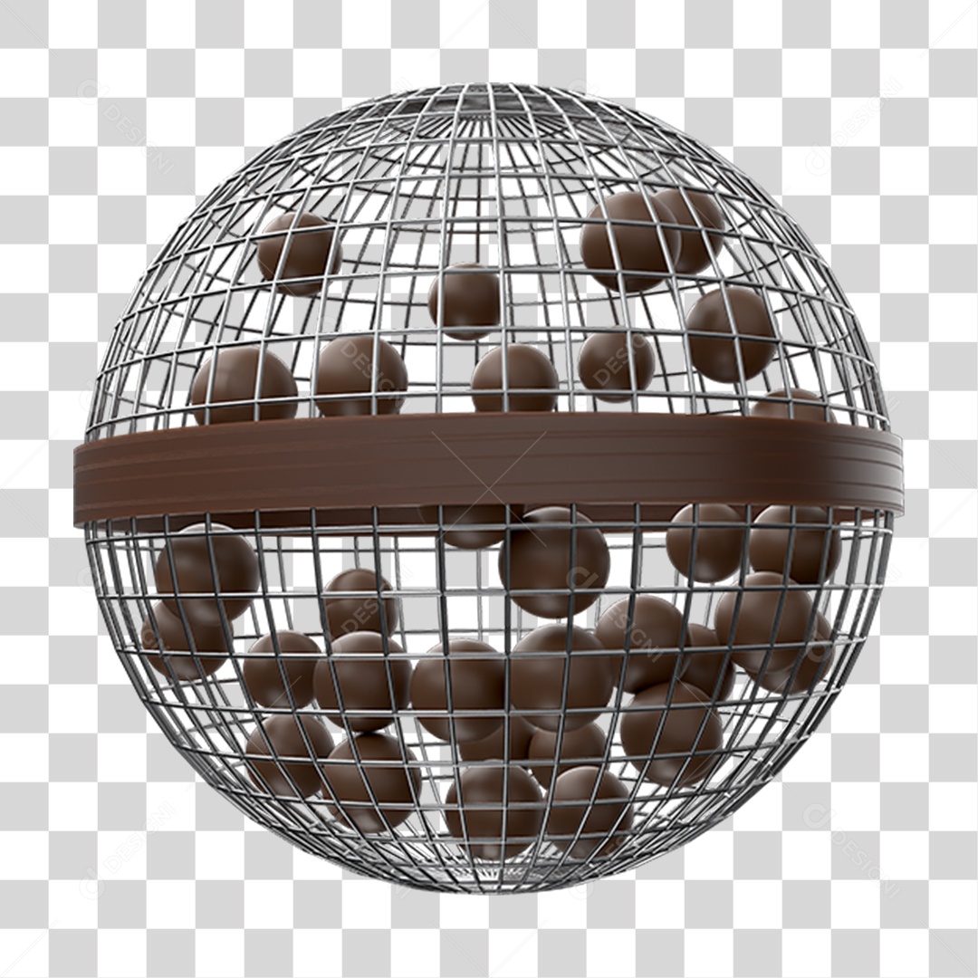 Elemento 3D Globo com Chocolates PNG Transparente