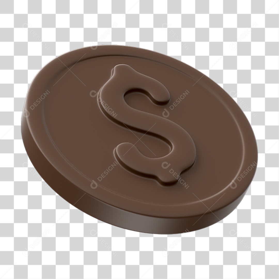 Elemento 3D Cifrão de Chocolate PNG Transparente