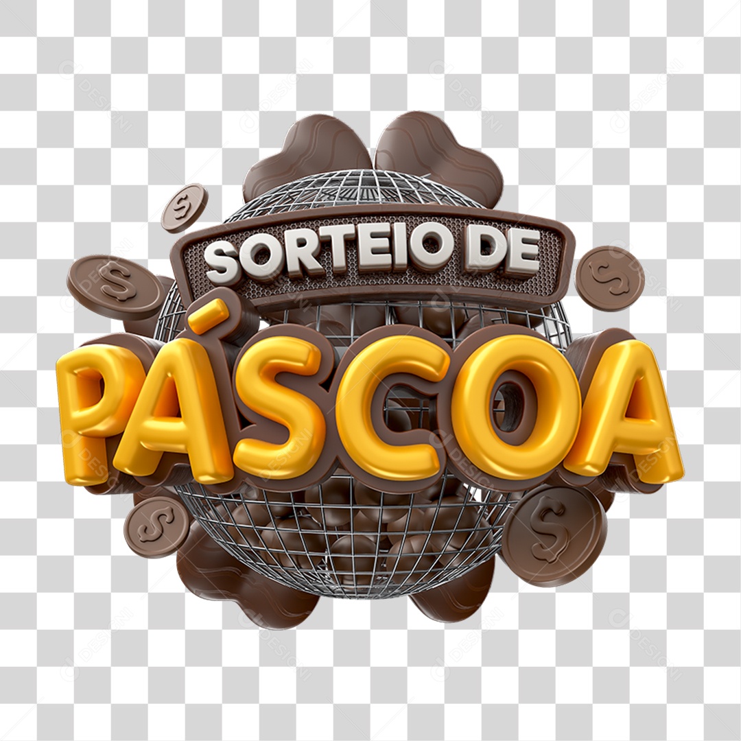 Selo 3D Sorteio de Páscoa PNG Transparente