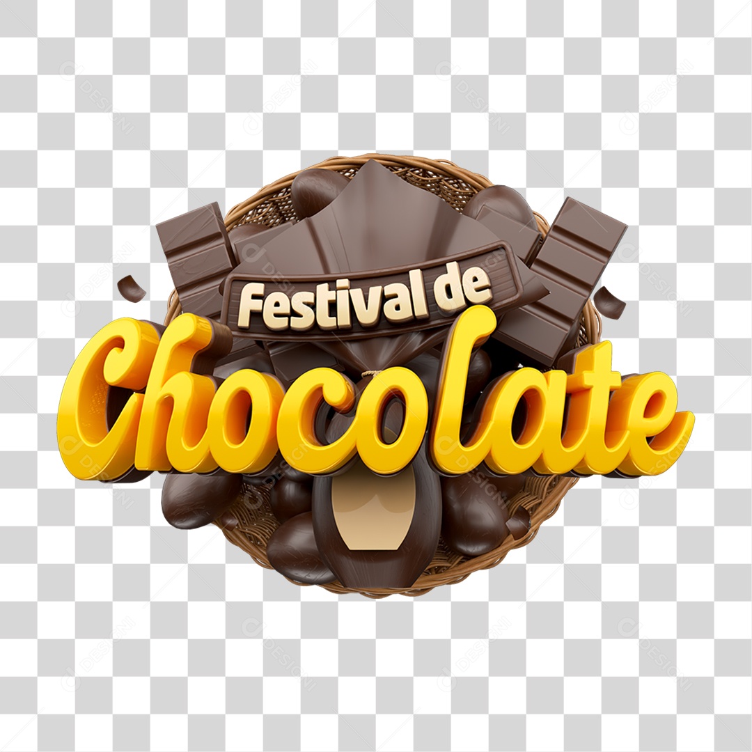 Selo 3D Festival de Chocolate PNG Transparente
