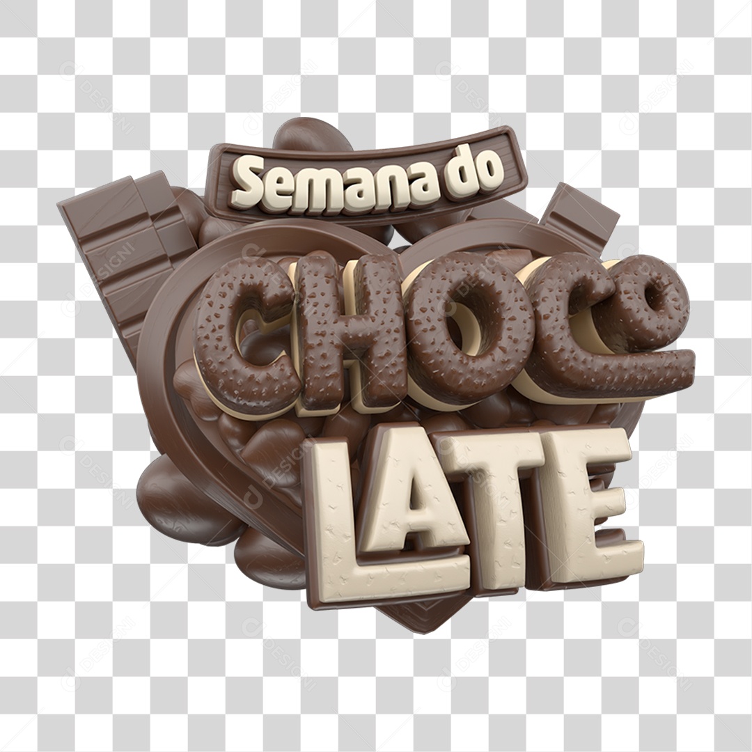 Selo 3D Semana do Chocolate PNG Transparente