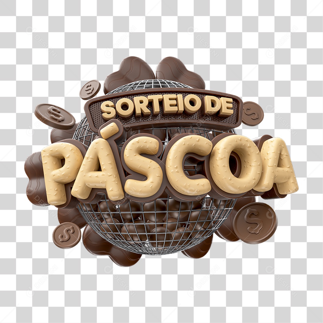 Selo 3D Sorteio de Páscoa PNG Transparente