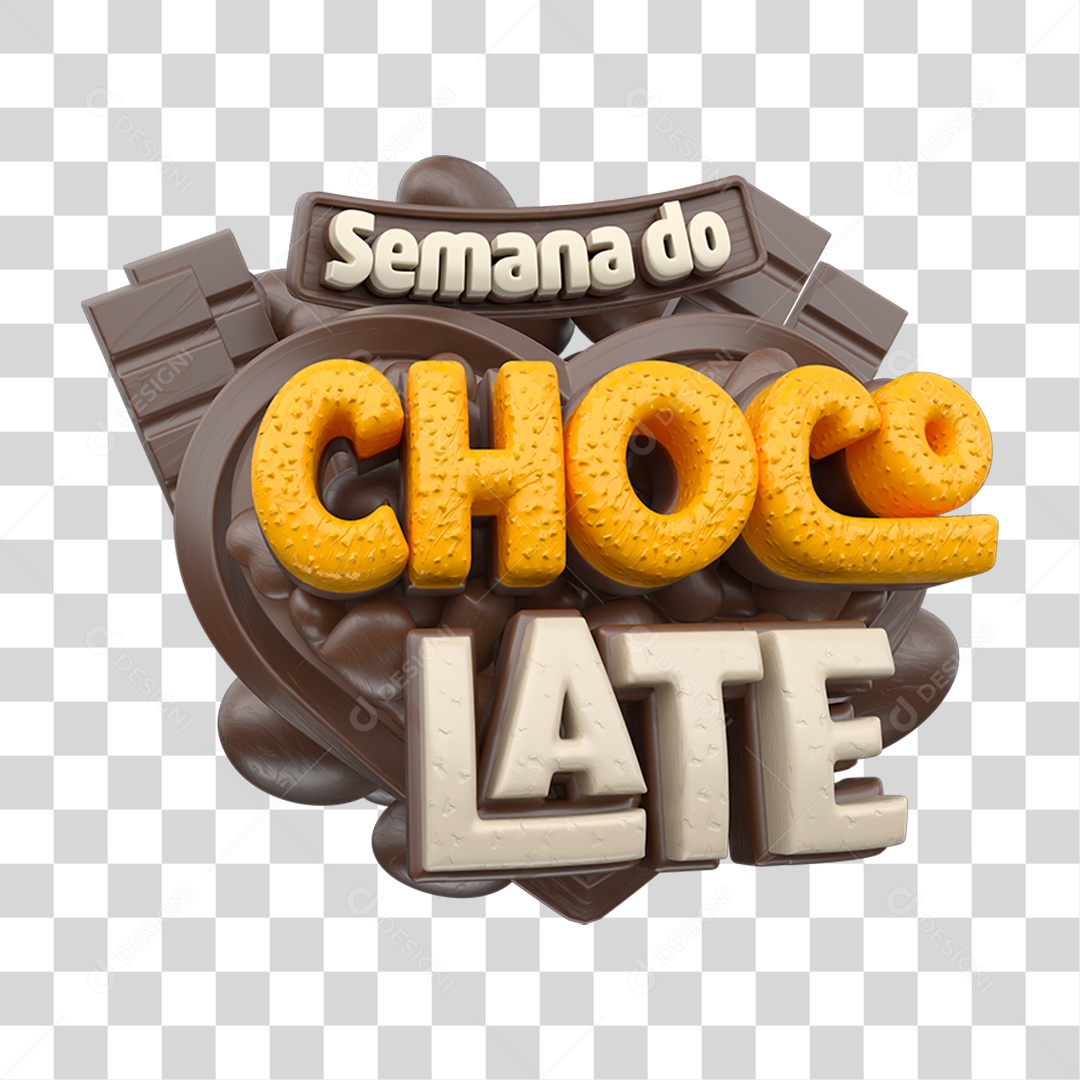 Selo 3D Semana do Chocolate PNG Transparente