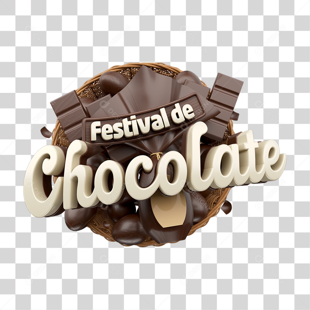 Selo 3D Festival de Chocolate PNG Transparente