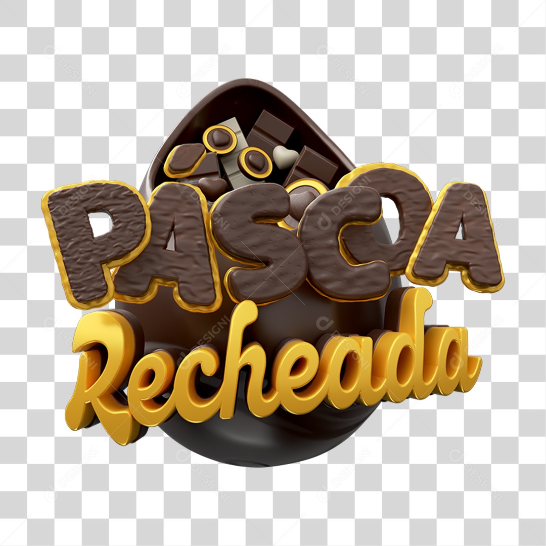 Selo 3D Páscoa Recheada PNG Transparente