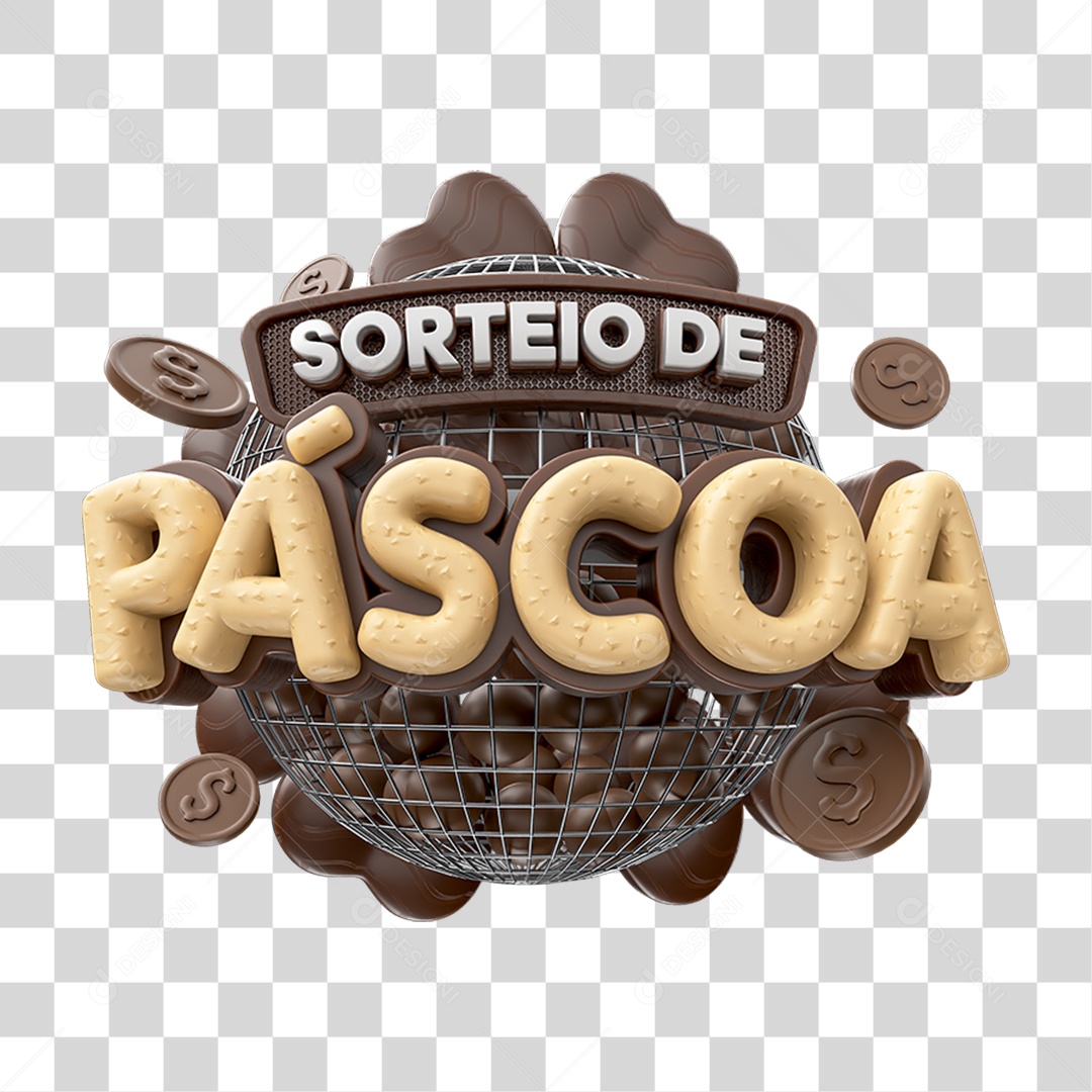 Selo 3D Sorteio de Páscoa PNG Transparente