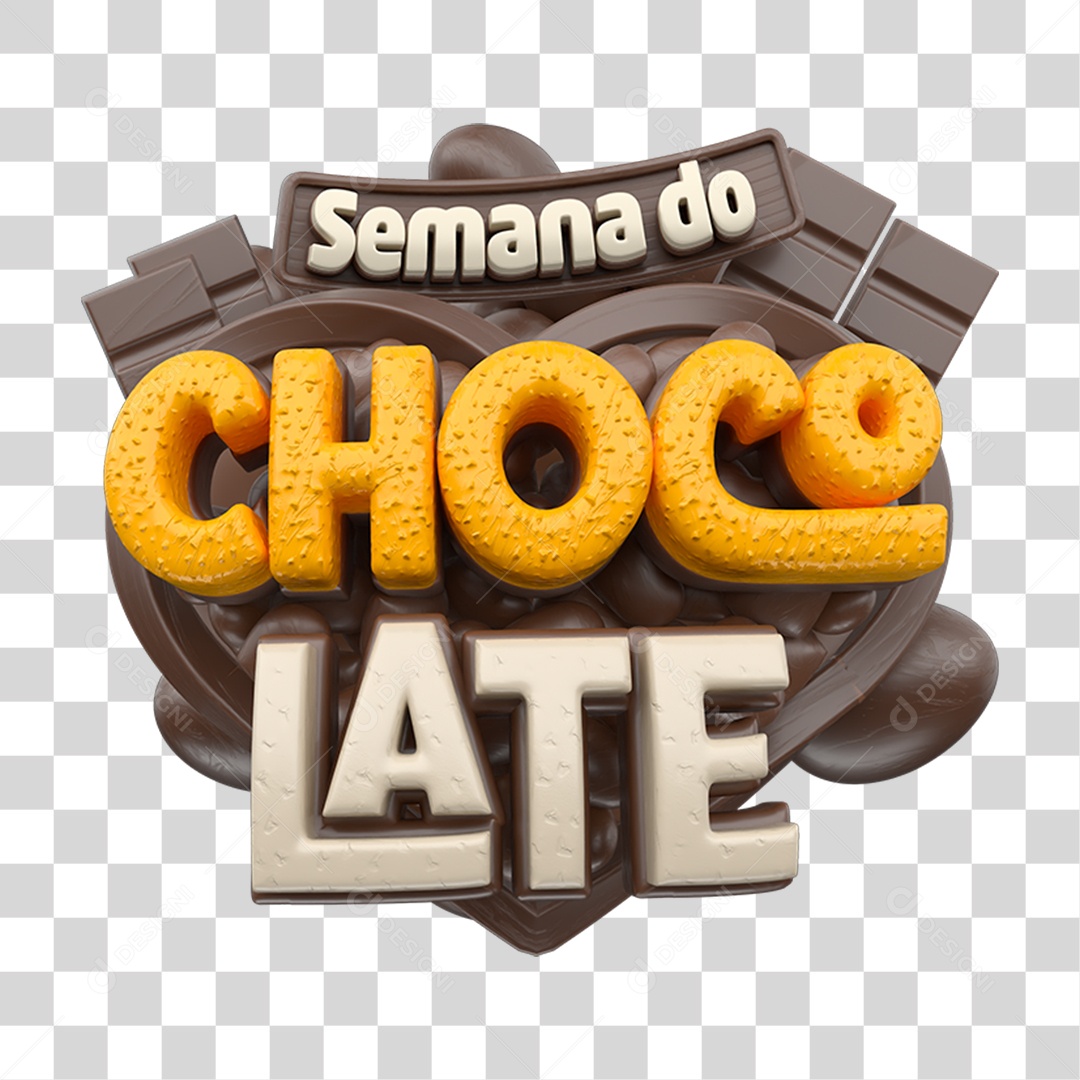 Selo 3D Semana do Chocolate PNG Transparente