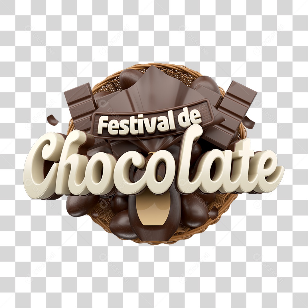 Selo 3D Festival de Chocolate PNG Transparente
