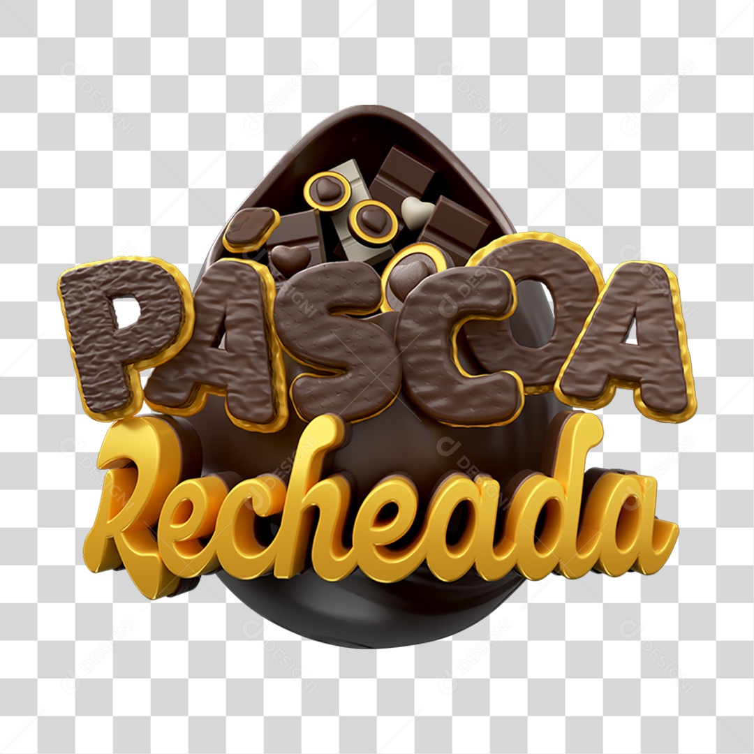 Selo 3D Páscoa Recheada PNG Transparente