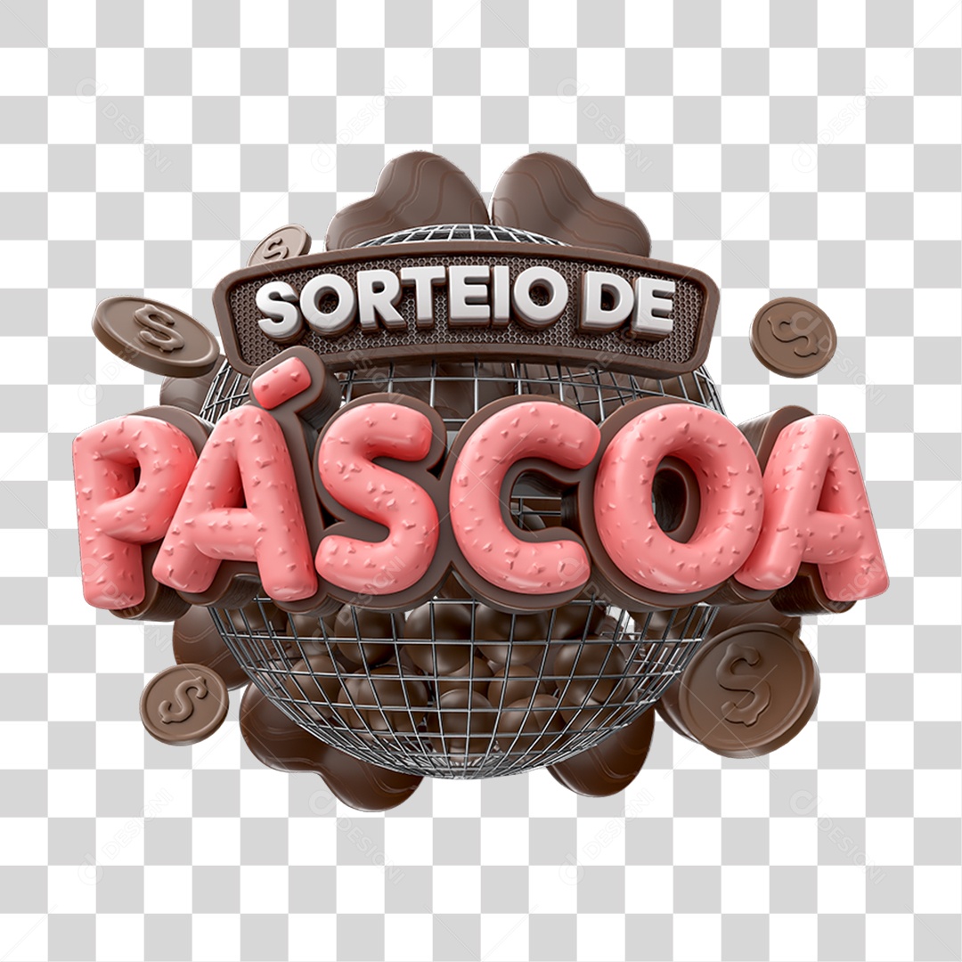 Selo 3D Sorteio de Páscoa PNG Transparente