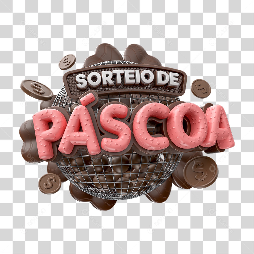 Selo 3D Sorteio de Páscoa PNG Transparente