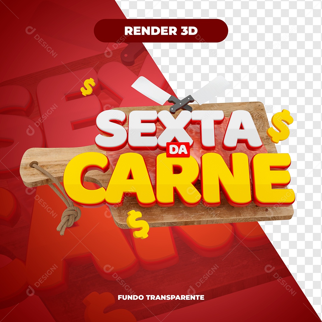 Sexta da Carne Selo 3D para Composição PSD
