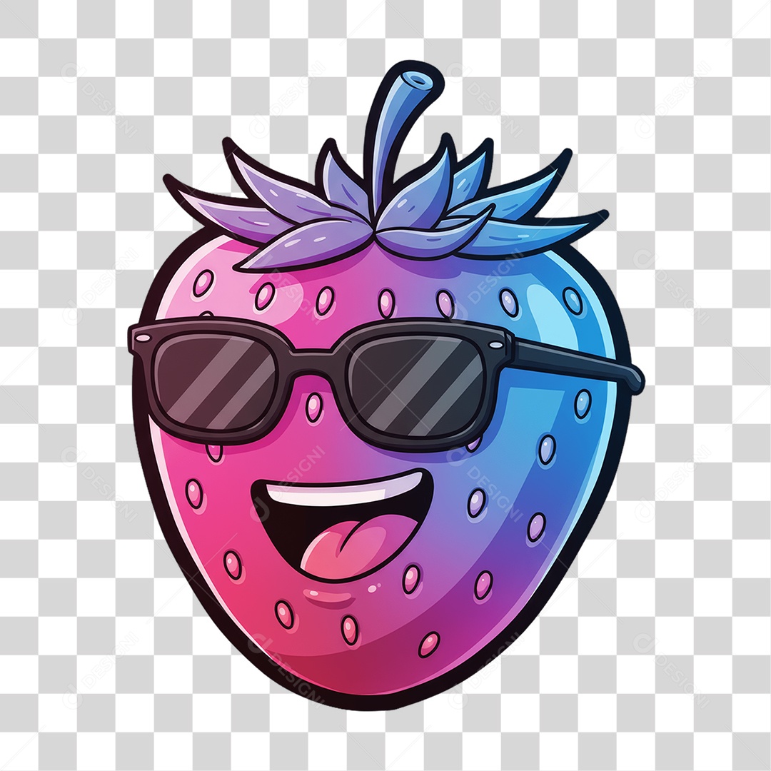 Sticker Emojis Morango PNG Transparente