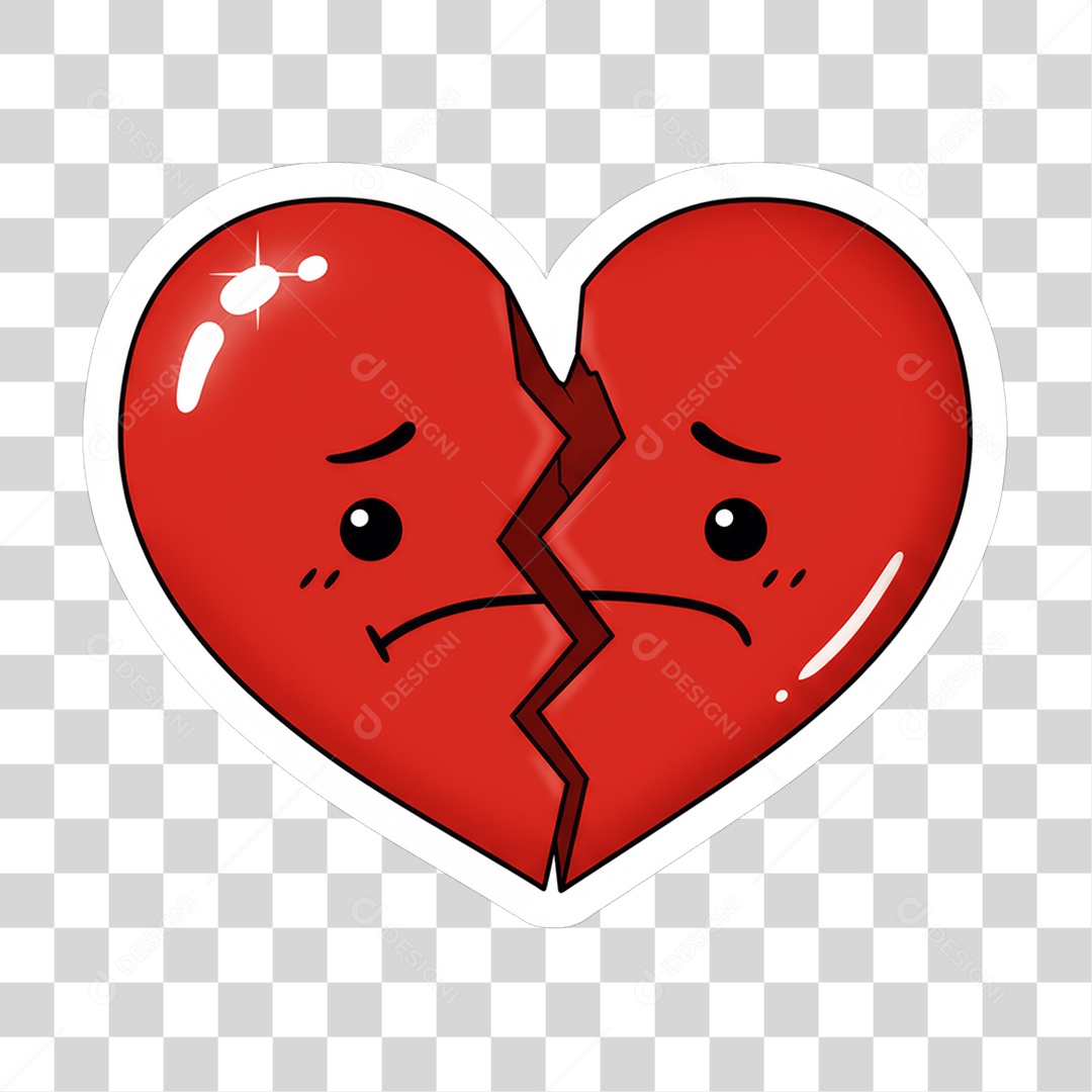 Sticker Emojis Coração Partido PNG Transparente