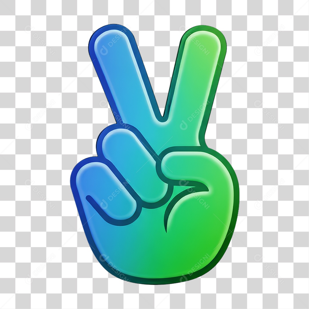 Sticker Emojis Mão com Símbolo de Paz PNG Transparente
