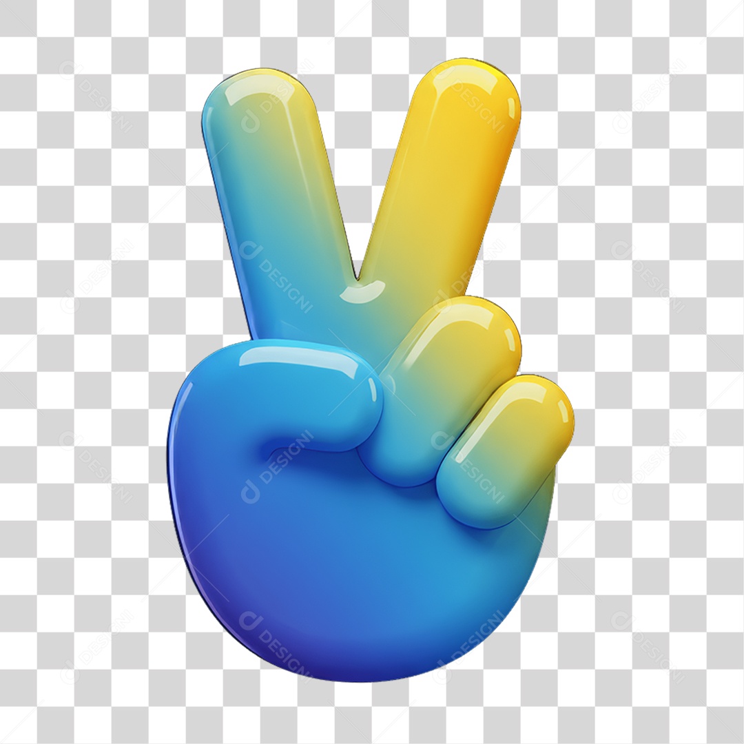 Sticker Emojis Mão com Símbolo de Paz PNG Transparente