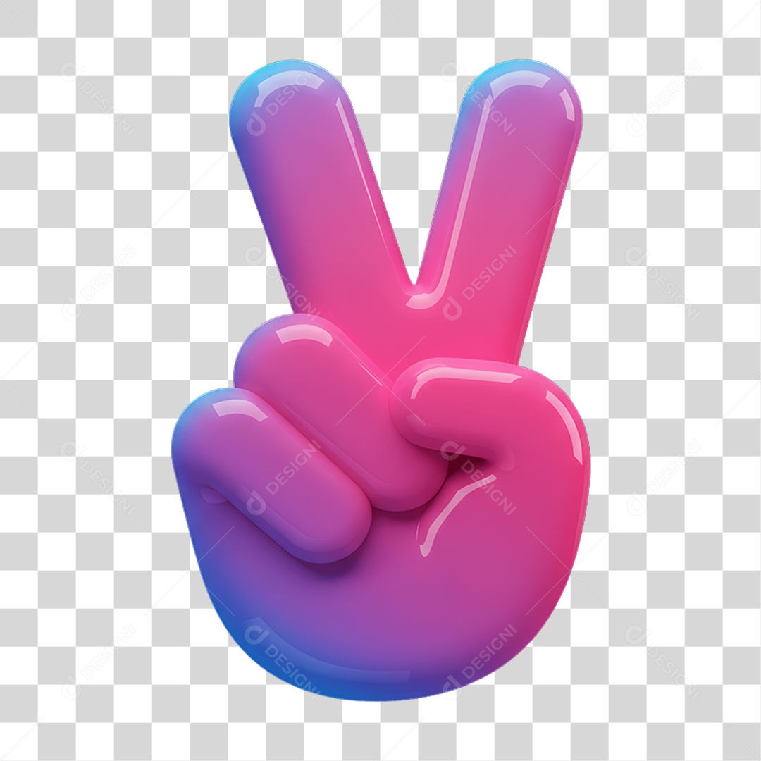 Sticker Emojis Mão com Símbolo de Paz PNG Transparente