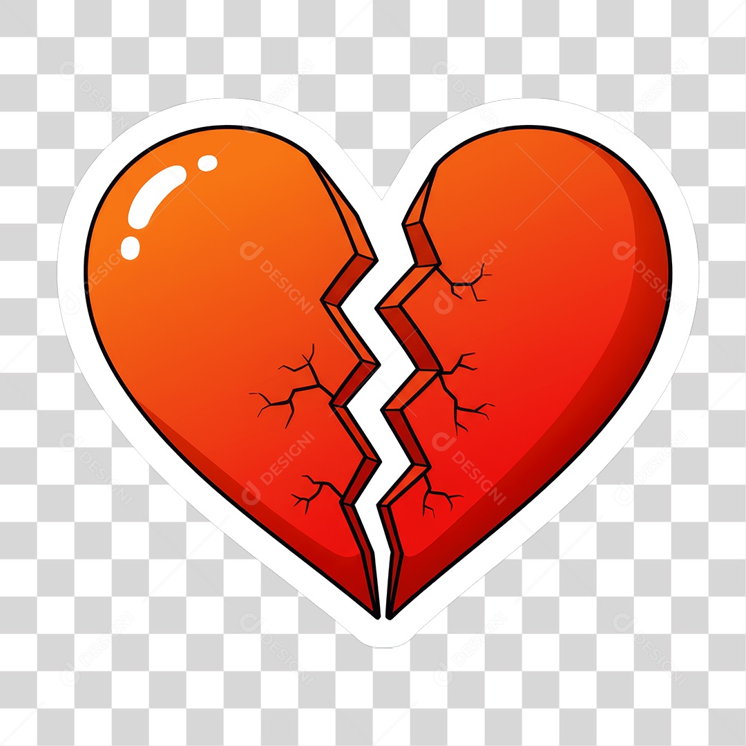 Sticker Emojis Coração Partido PNG Transparente