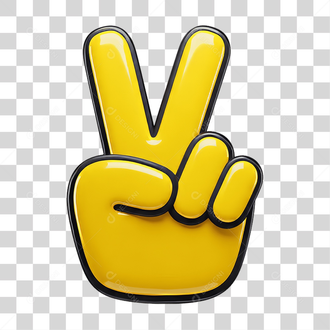 Sticker Emojis Mão com Símbolo de Paz PNG Transparente