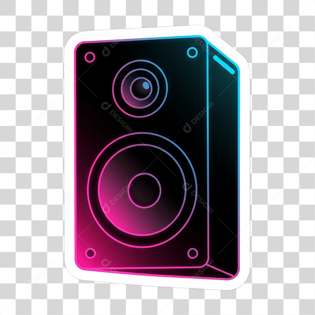 Sticker Emojis Caixa de Som Neon PNG Transparente