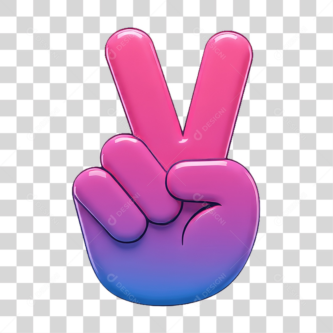 Sticker Emojis Mão Paz PNG Transparente