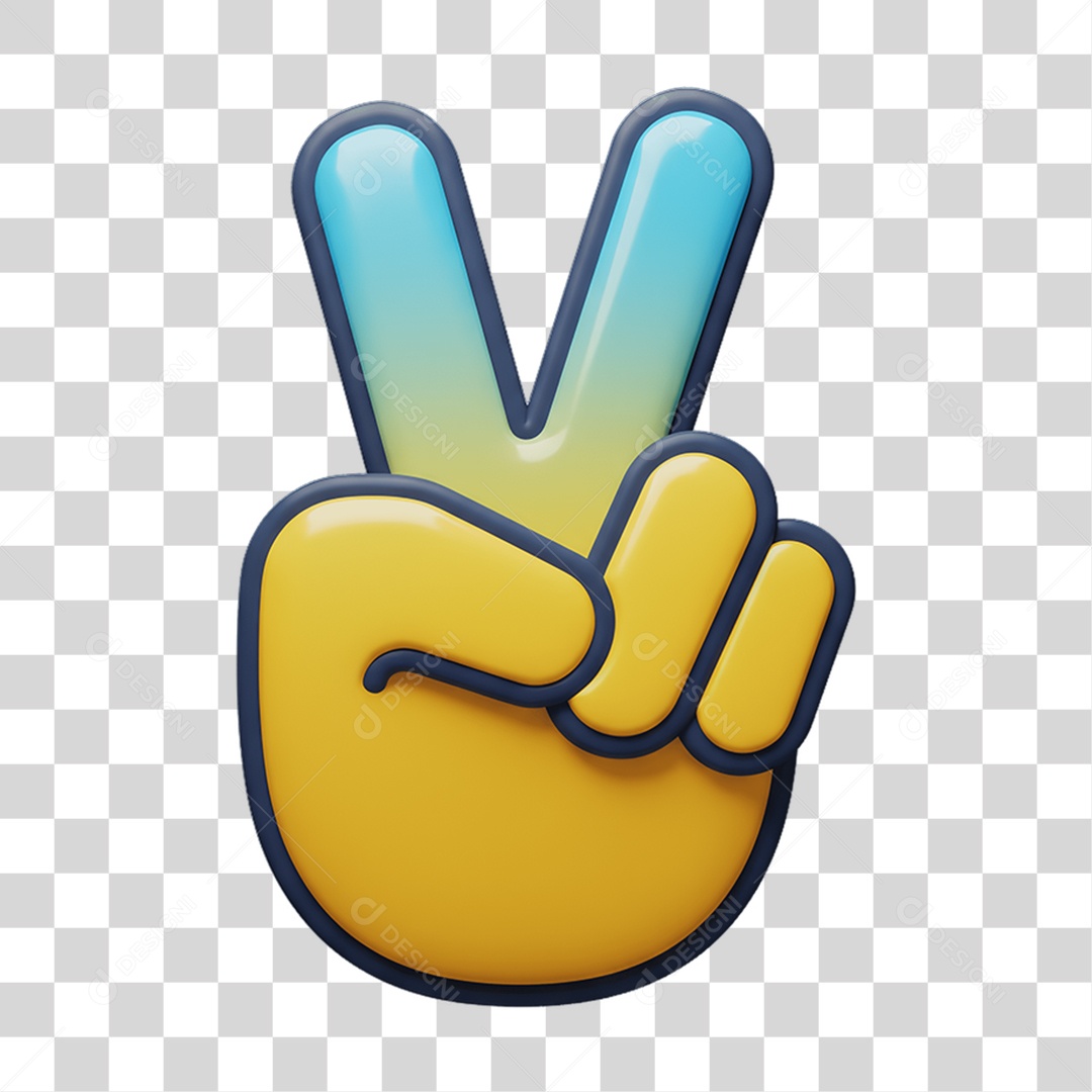 Sticker Emojis Mão Paz PNG Transparente