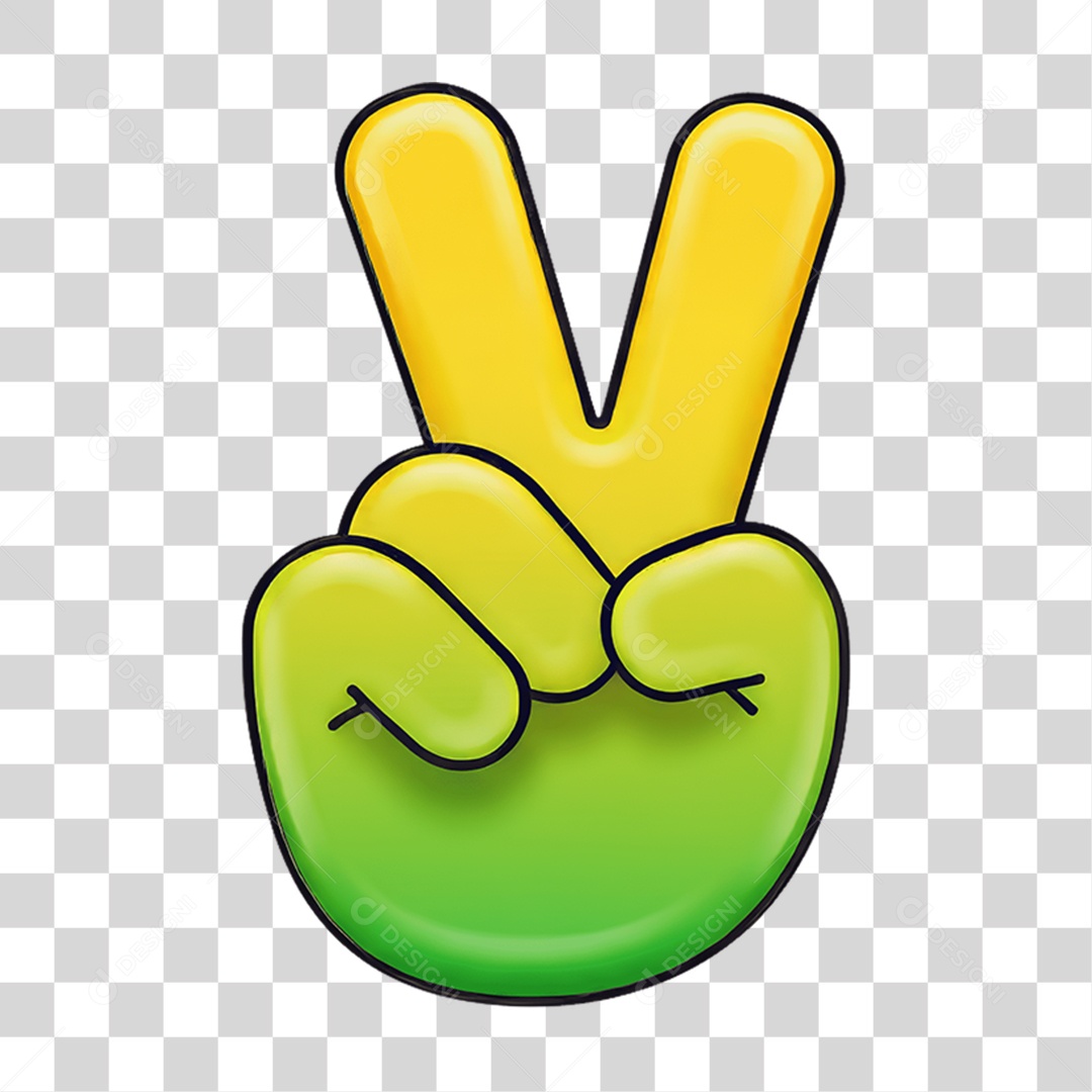Sticker Emojis Mão Paz PNG Transparente