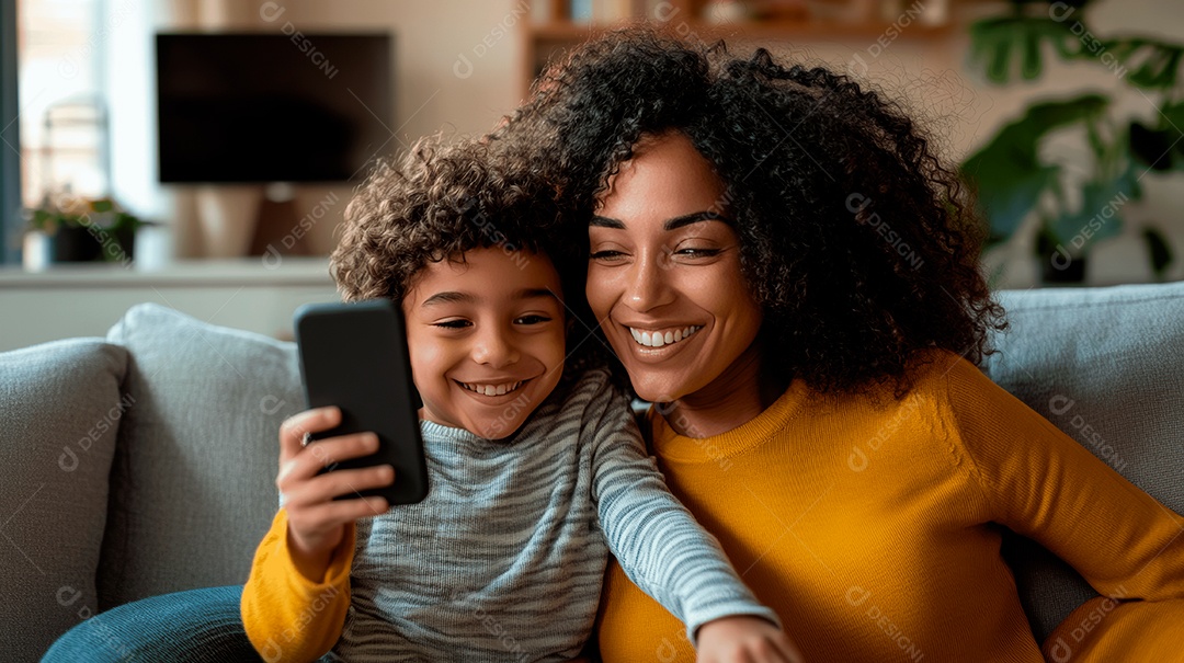 Linda mãe jovem ao lado de seu filho